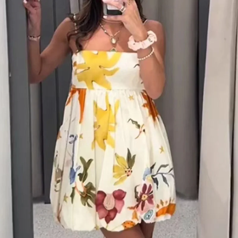 Женское плиссированное платье-комбинация без рукавов с открытой спиной