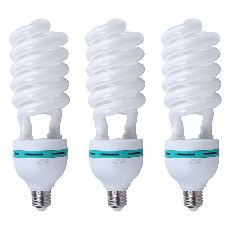 

3X E27 220V 150W 5500K Photography Studio Bulb Video Light Daylight Lamp WHITE