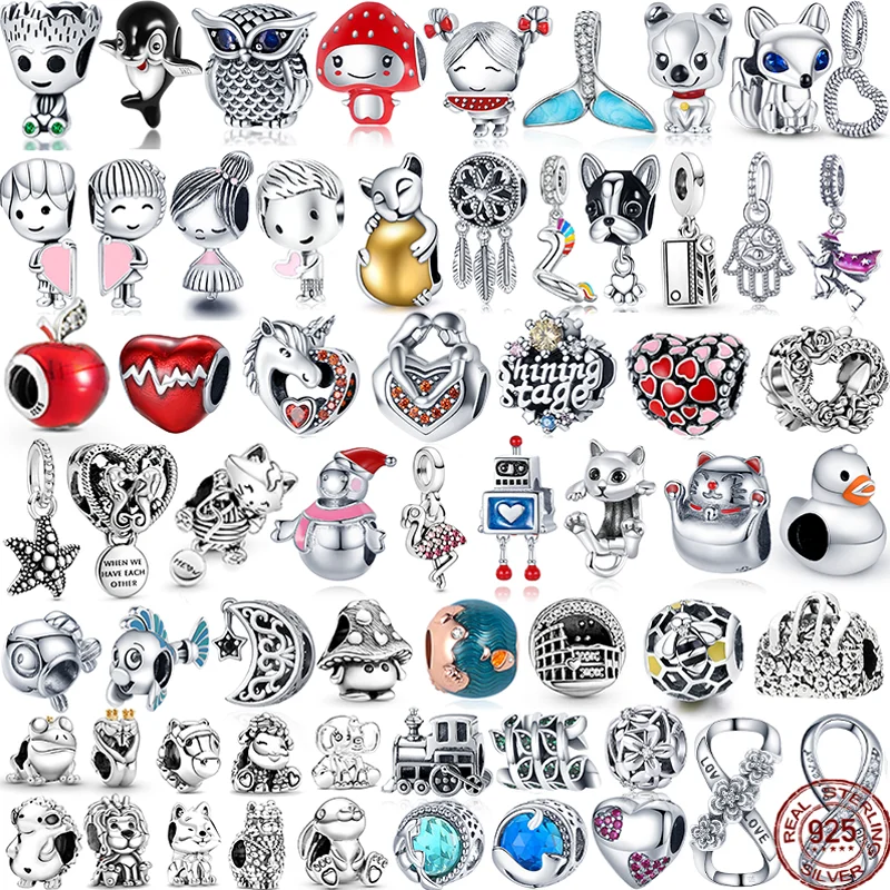 

plata charms of ley 925 NEW 925 Sterling Silver Animals And owl Beads Charms Fit Original Pandora Bracelets DIY Jewelry Gift
