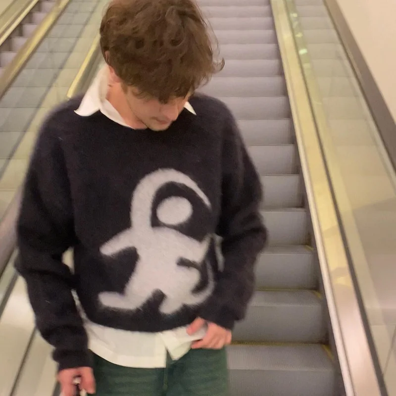 

Autumn/Winter Knitted Sweater Pullover Pattern Print Y2K Punk Fashion Trend Couple Pullover Sweater Harajuku High Street Sweater