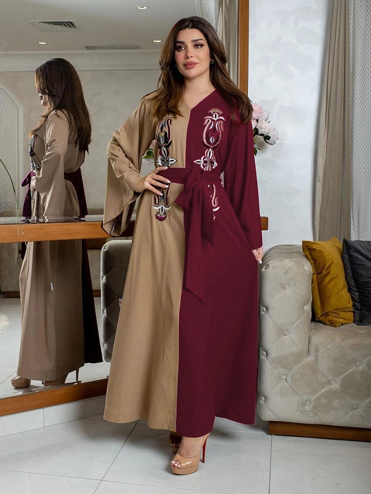 

Ramadan Morocco Dress Muslim Women Abaya Prayer Lace-up Long Sleeve Robe India Abayas Dubai Turkey Longue Vestidos Largos 2022
