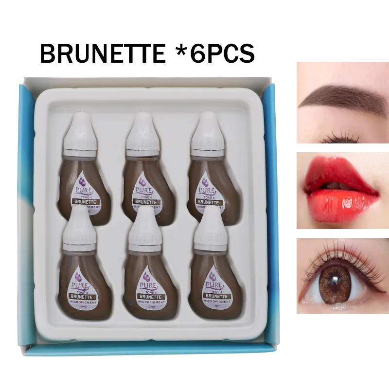 

6 шт. тату-пигмент для губ, бровей, тату, цветной материал, растительный экстракт, цветной пигмент для татуировки, легкое окрашивание, перманентные чернила для макияжа