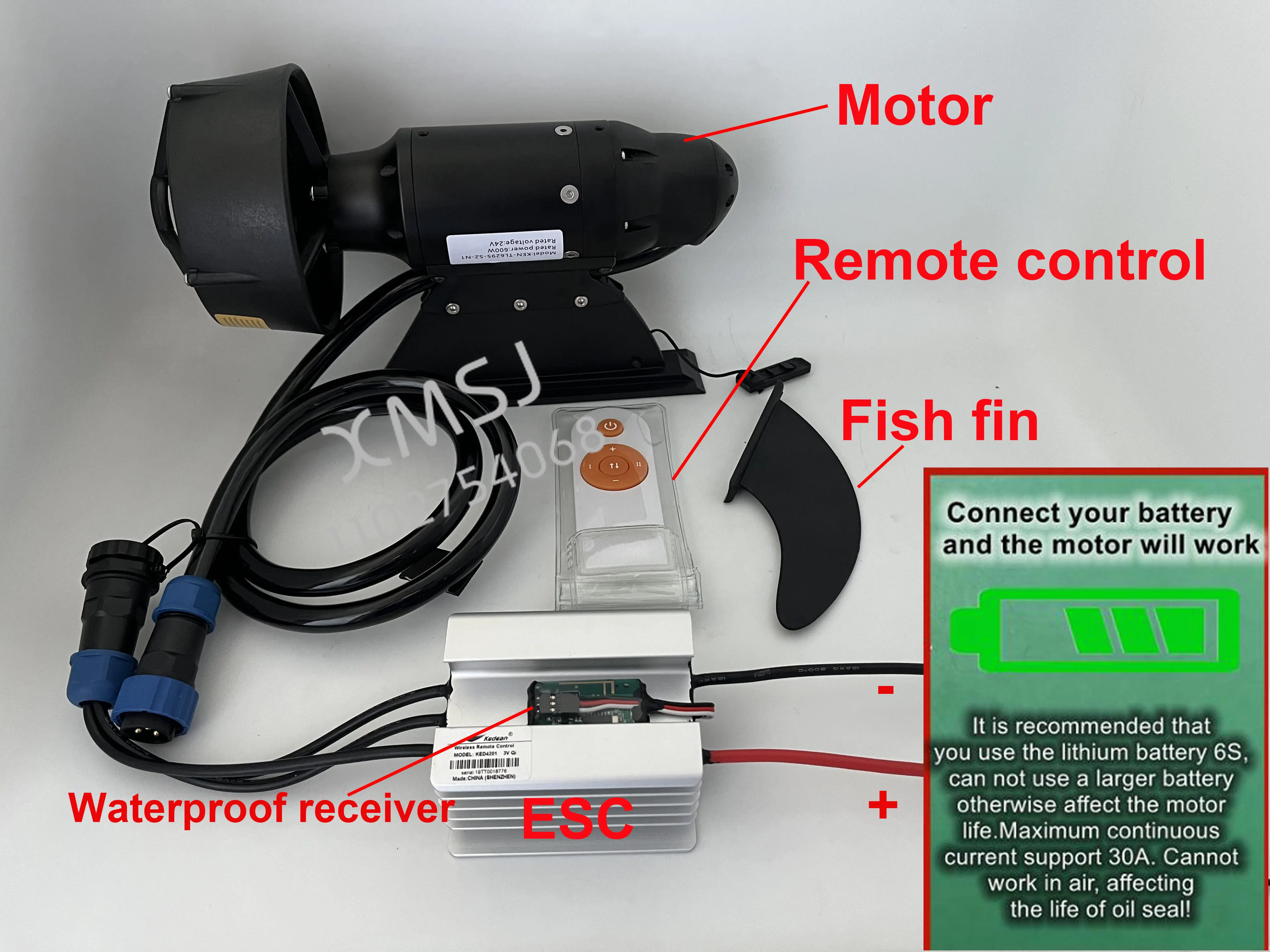 

Electric Motor with Battery Case Electric Fin Stand Up Paddle Board Push Motor E Fin SUP Surf Kayak POWER FIN