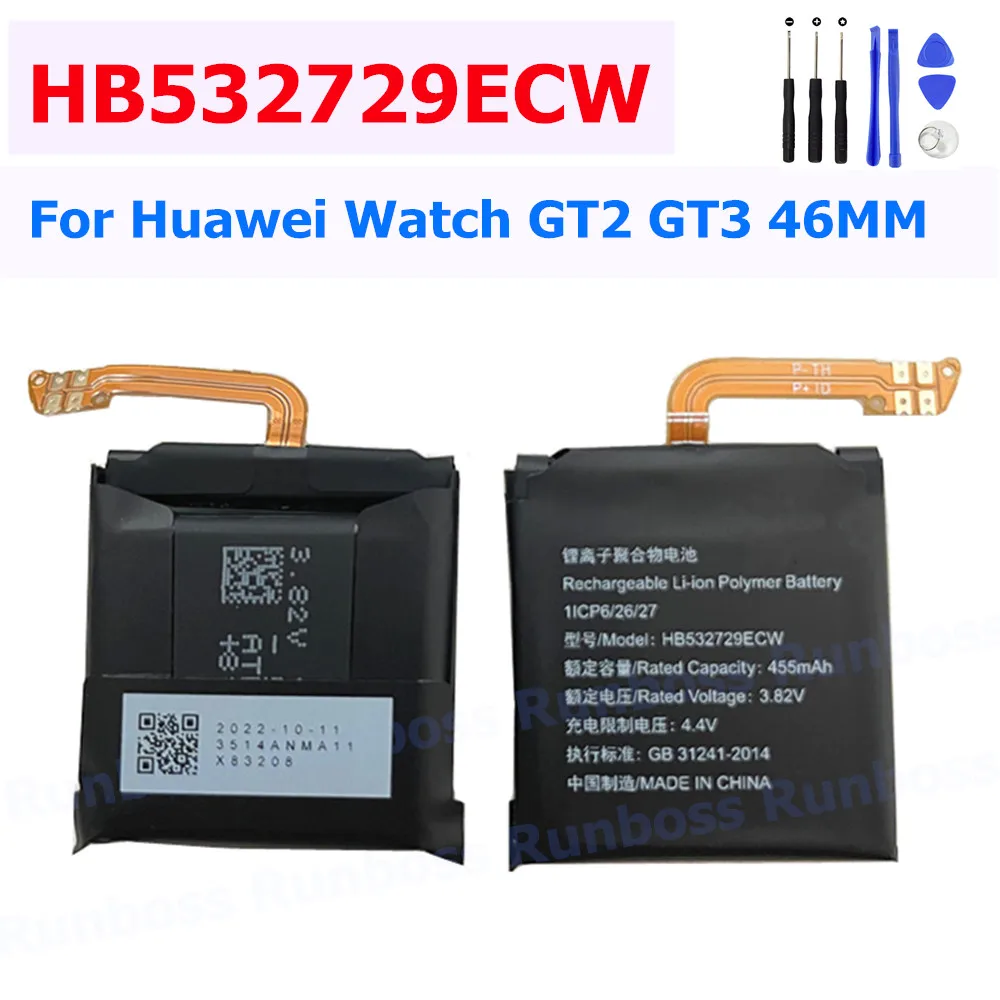HB 532729 Аккумулятор ECW 455 мАч для Huawei Watch GT2 Pro GT2e GT3 46MMLTN-B19 HCT-B19 ECG/VID-B19/B99 JPT-B19 JPT-B29 Magic2