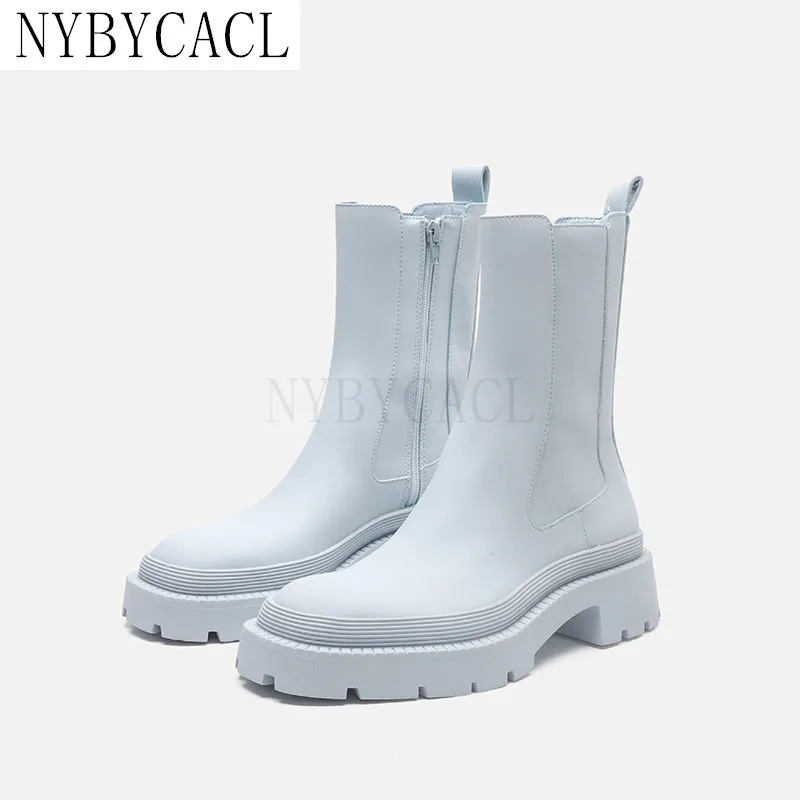 New Design Platform Women Ankle Boots Round Toe Thick Bottom Winter Black Outdoor Shoes Fashion Ladies Motorcycle Boots 2022