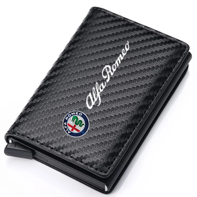 

Кожаный держатель для карт Rfid из углеродного волокна, карманные мужские кошельки, сумка для денег для Alfa Romeo Giulia Giulietta 159 Brera 4C TZ3 Duetto Mito