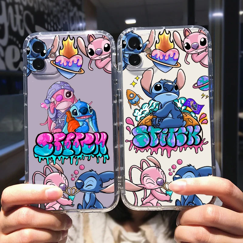 

Lilo & Stitch Luxury Cartoon Phone Case For Apple iPhone 14 13 12 Mini 11 XS Pro Max X XR 8 7 6 Plus 5 SE Transparent Cover