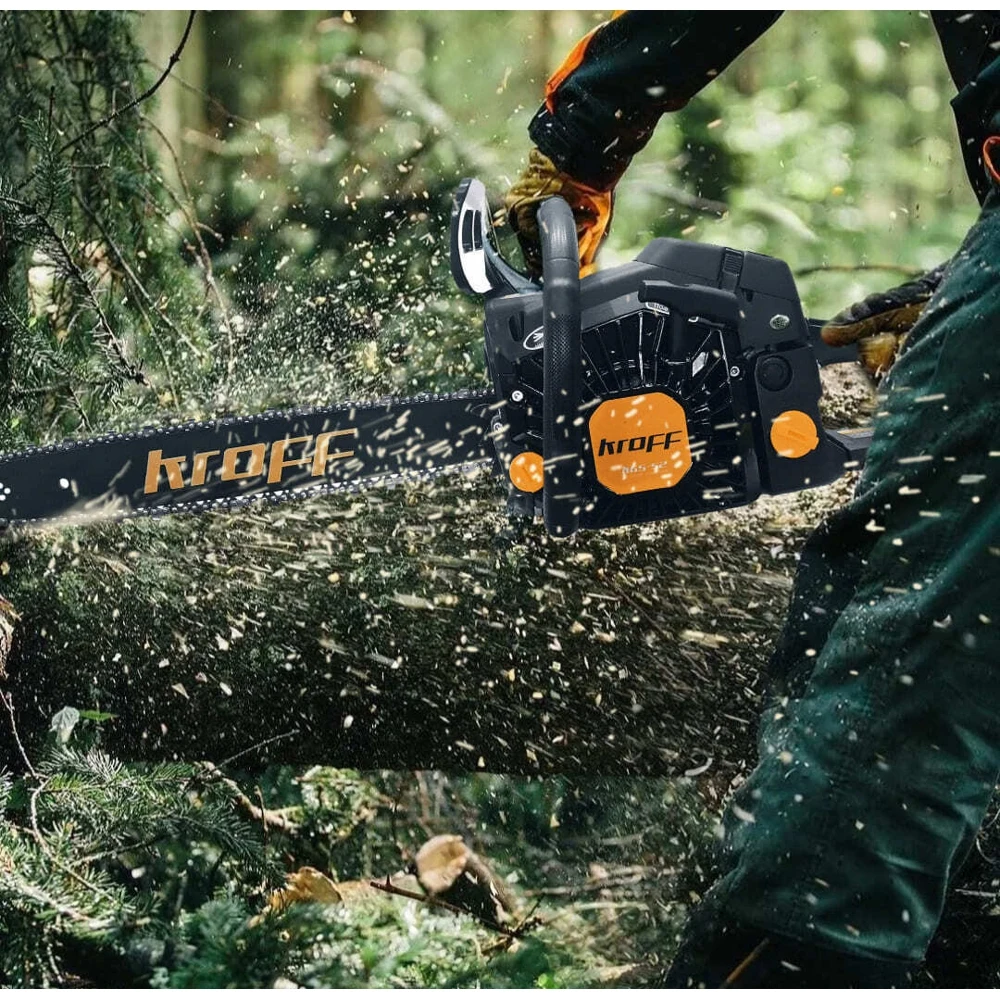KROFF/Бензопила KROFF KGS-52/Пила цепная бензиновая КРОФФ/4800Вт 1.3мм 2800 об/мин 450мм шина/ -