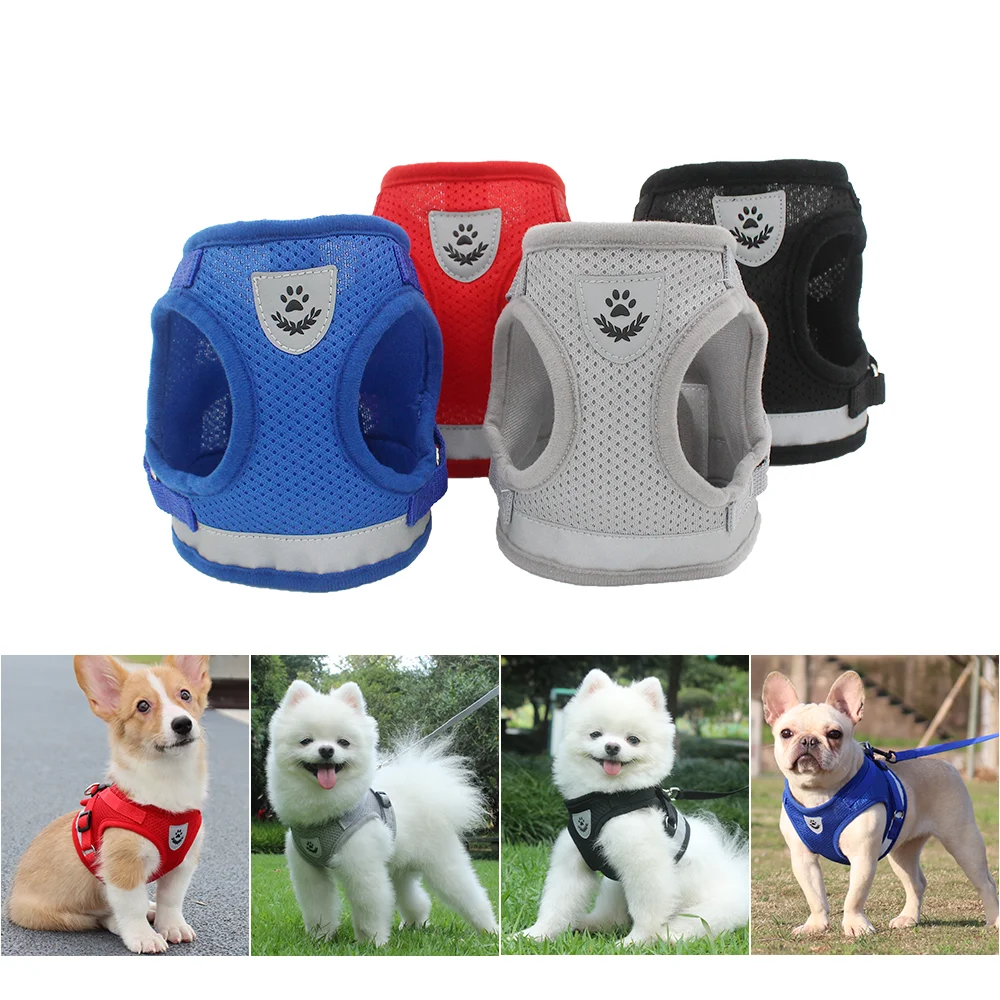 

Dog Harness Leash Set Reflective For Chihuahua Pug Small Medium Pet Collar Nylon Chest Strap Leash Harnesses With Traction Rope