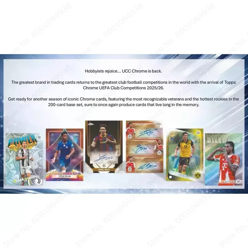 Фото Оригинальный набор коллекционных футбольных карточек Topps Chrome 2025/26 UEFA Club Competitions: Hanger/Value/Mega, лимитированная серия, рефракционные карточки №5