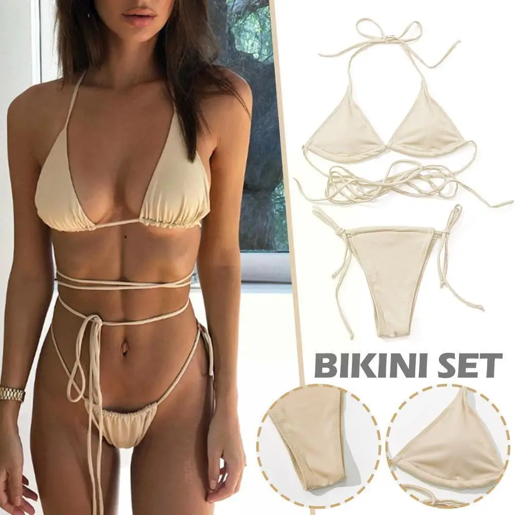 

2023 сексуальный женский купальник с микродержателями в бразильском стиле, Женская плиссированная одежда, новая треугольная одежда D5M3