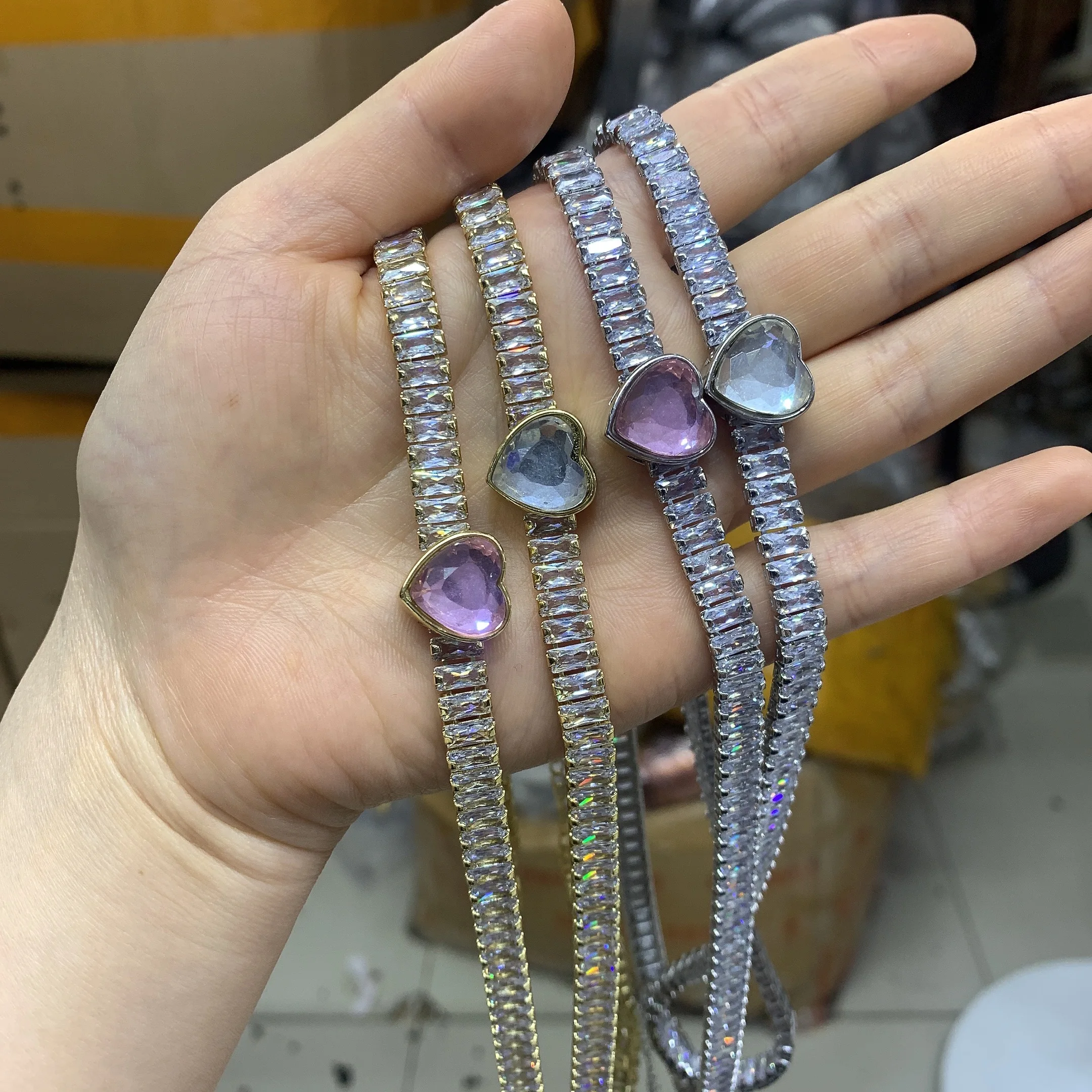 ZHUKOU Iced Out AAAA Циркон Сердце теннисная цепочка ожерелье женское модное ювелирное