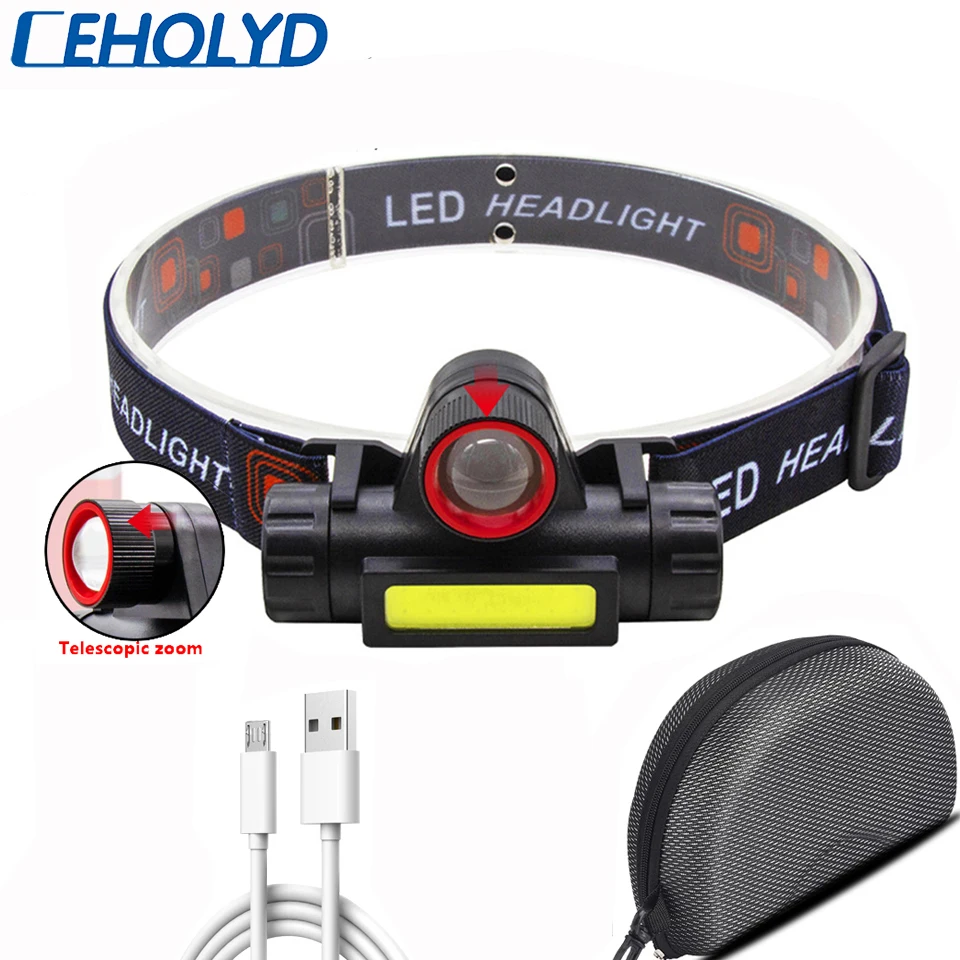 

Sensor XP-G Q5 Headlamp Zoomable Head Lamp Headlight Waterproof 2500lm Led Built in Usb Rechargeable 18650 Battery Working Light