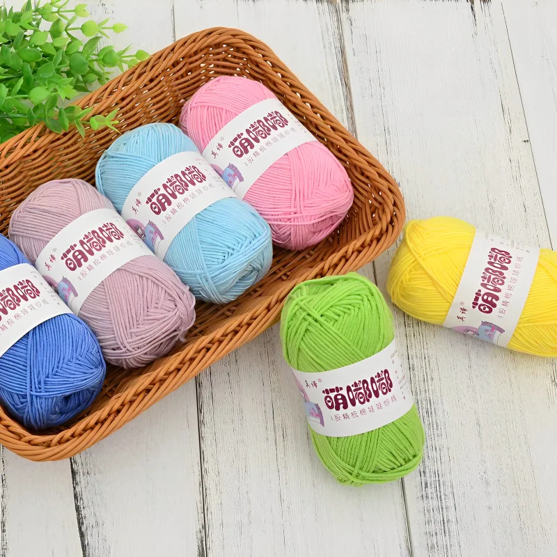 

40g/Set Cotton Acrylic Knitting Yarn Needlework Dyed for Crochet Sweater Hat Dolls Handbag Carpet Knitting DIY Colored Yarns