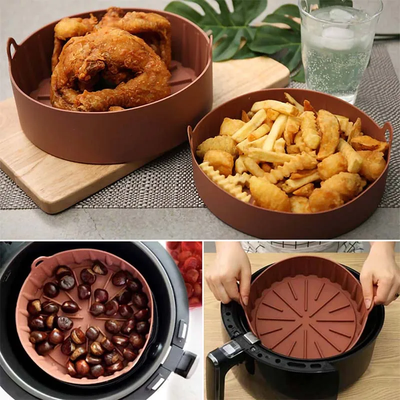

Silicone Pot for Airfryer Reusable Heat Resistant Air Fryer Pot Mats Basket Air Fryer Accessories Pizza Plate Grill Pot