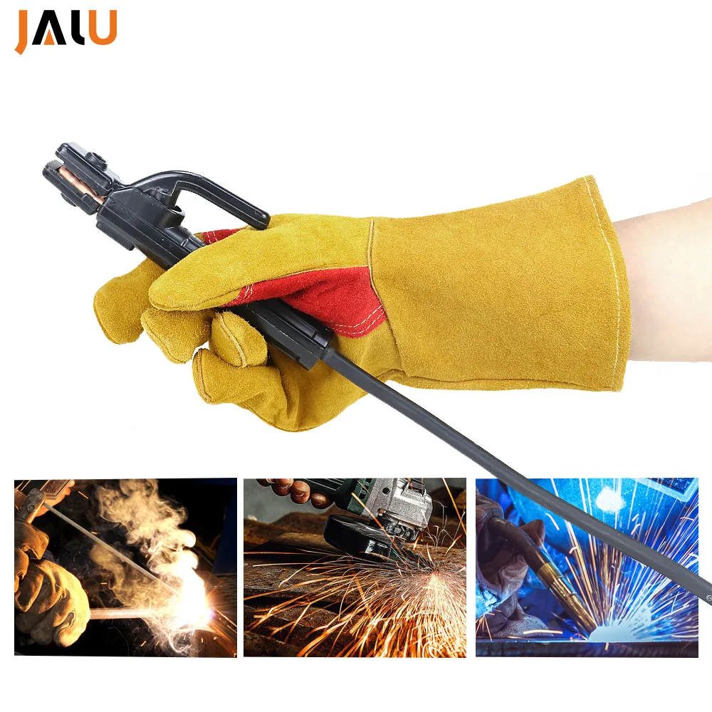 Work Gloves Cowhide Leather Men Working Welding Safety Protective Garden Sports MOTO Driver Wear-resisting Construction Gloves