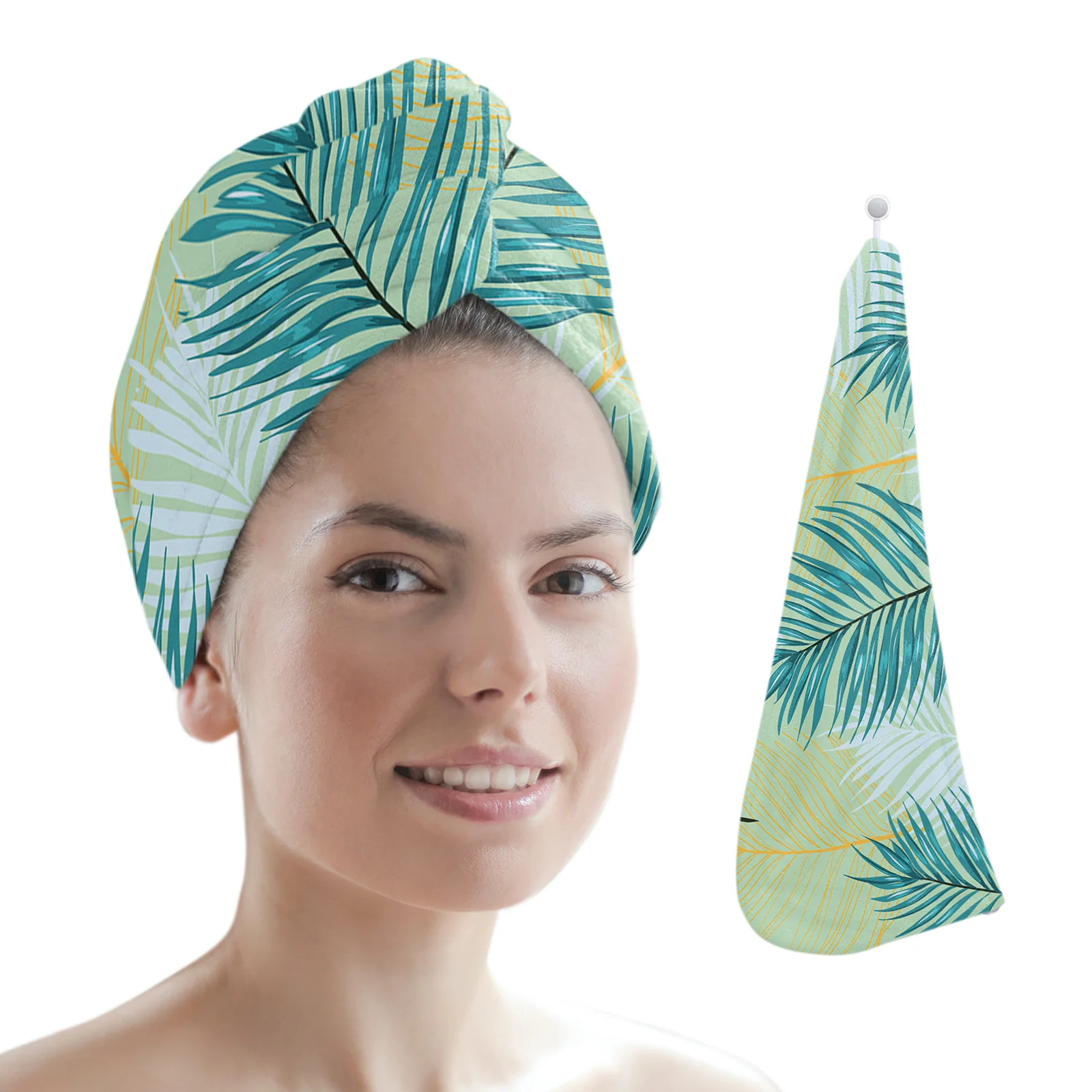 

Полотенце для волос с тропическими растениями и листьями пальмы из микрофибры