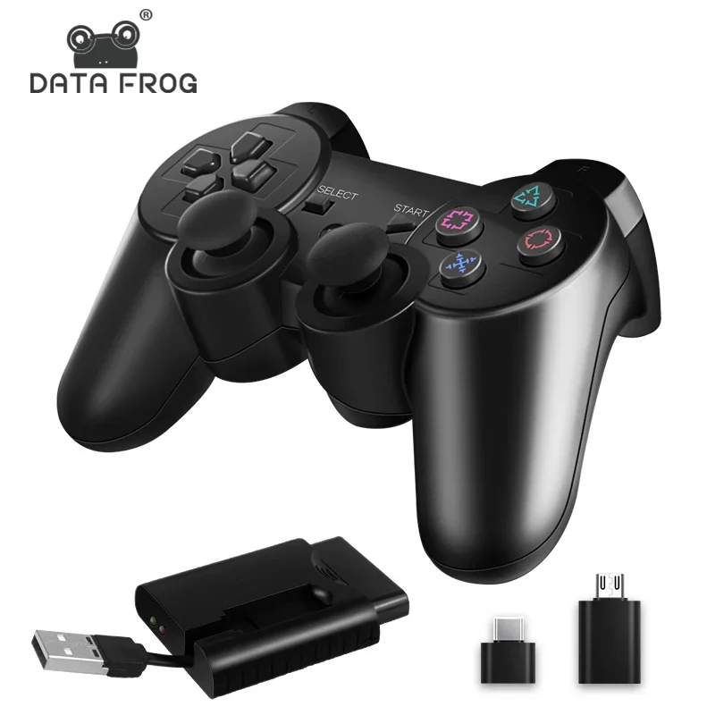 Data Frog 2.4G Wireless Dual Vibration Gamepad for PS2/PS3 Game Joystick for Android Phone/TV Box/Smart TV/PC Game Controller