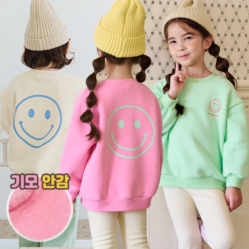 

Детская толстовка BEBEZOO с круглым вырезом, плюшевые худи с улыбающимся лицом, повседневная детская осенне-зимняя одежда для детей