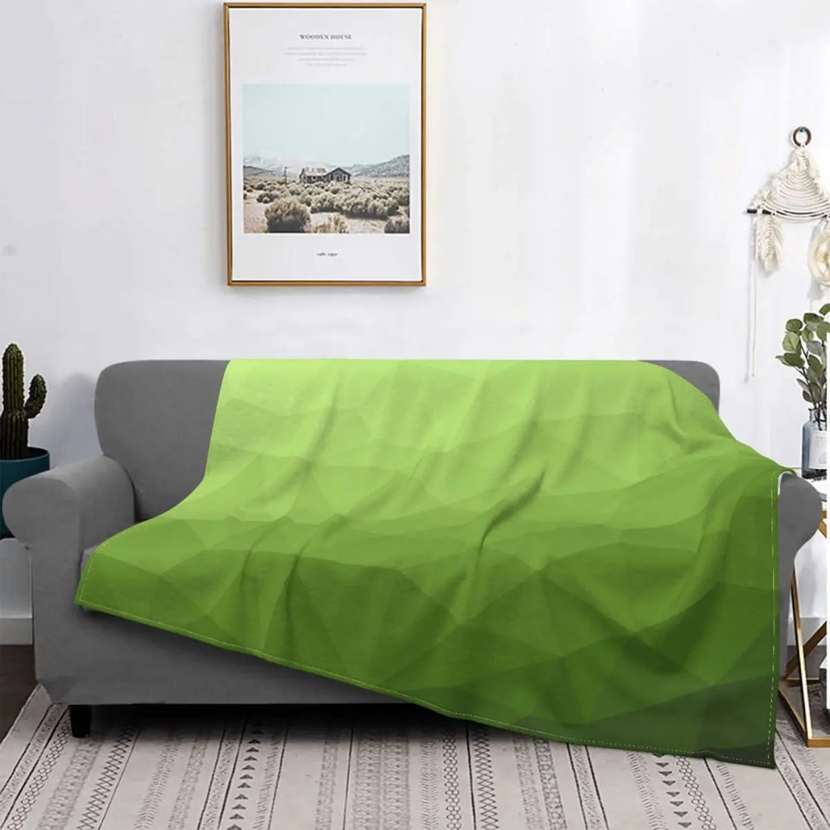 

Зеленое одеяло с геометрическим сеточным узором Омбре, градиентные яркие флисовые супер теплые одеяла для дивана, плюшевое тонкое одеяло