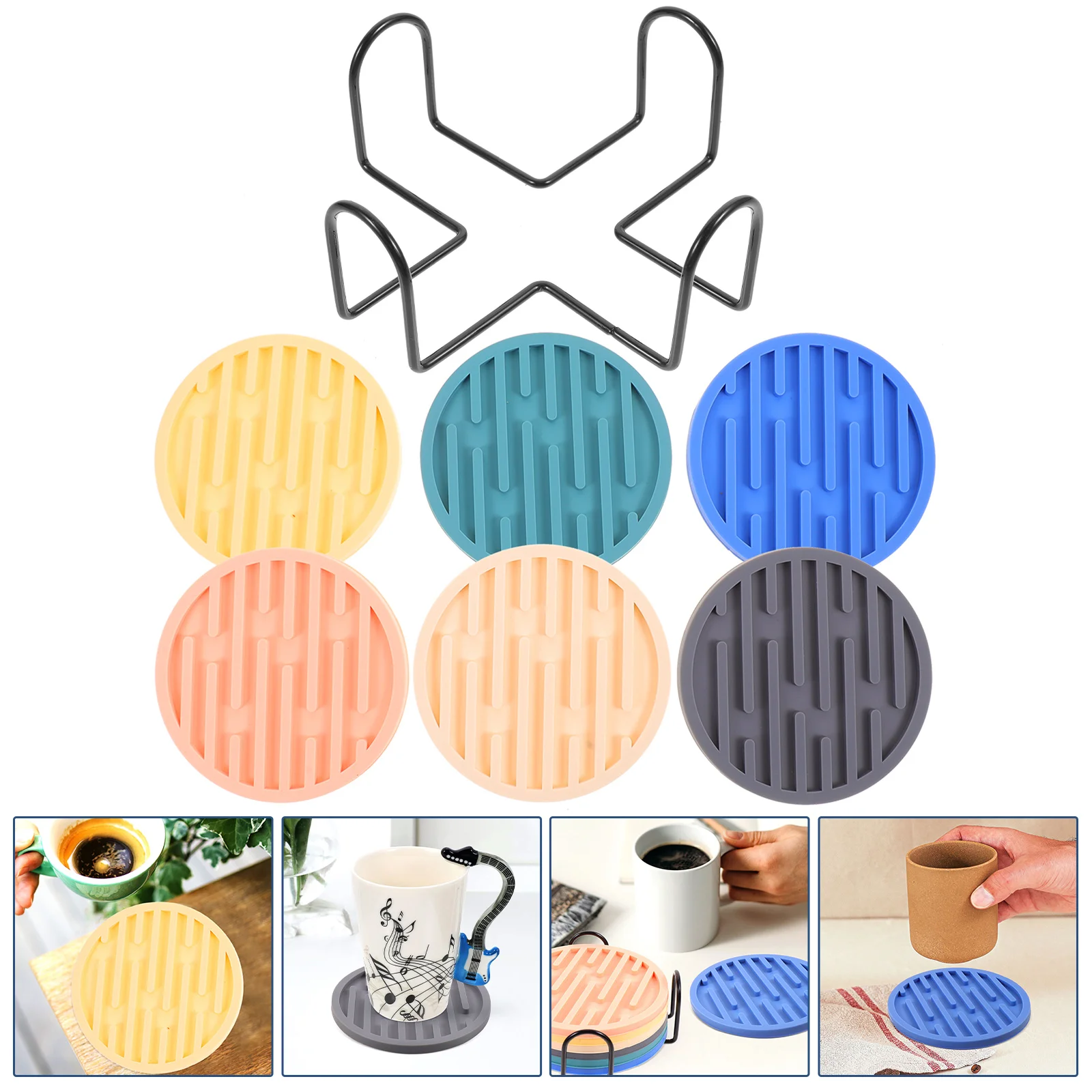 

Pads Cup Mats Tumbler Silicone Anti Homeslip Bottle Holder Kitchen Coasters Skid Practical Round
