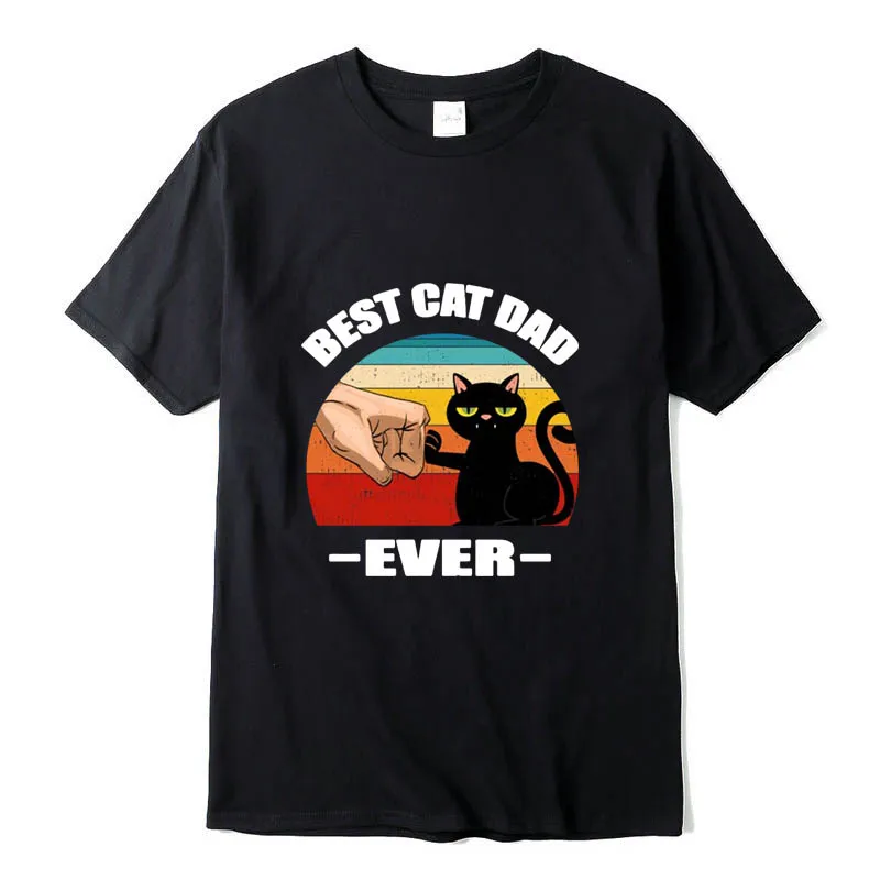 

XIN YI Men's high quality t-shirt 100% cotton BEST CAT DAD print casual loose cool cat Tshirt o-neck t-shirt male men tee shirts