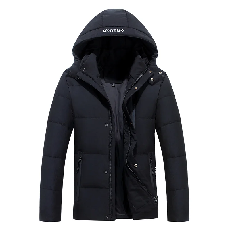 Brand Winter 2023 Jacket Hooded High Quality Thick 90% White Duck Down Coat Men Parka Warm Solid Zipper Black Outwear