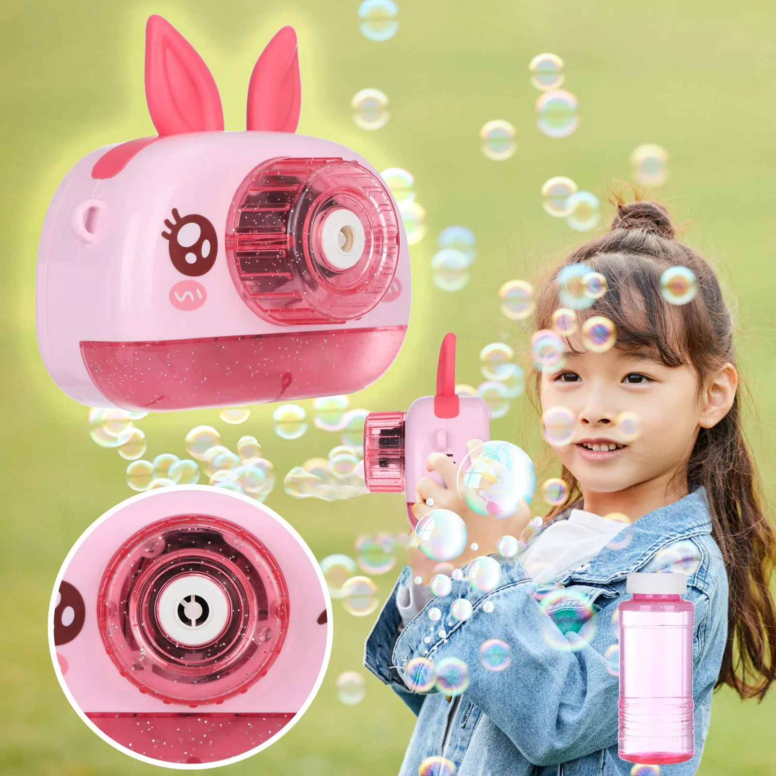 

for 3+ Year Old Boys Bubble Ball Camera Children's Cartoon Rabbit Cute Automatic 100ml Baby Machine Bubble Bable Toy