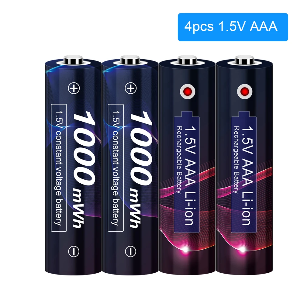 1.5v AAA Lithium Rechargeable Battery 1000mWh AAA Battery 1.5v AAA Li-ion Rechargeable Batteries AAA 1.5V Rechargeable Battery