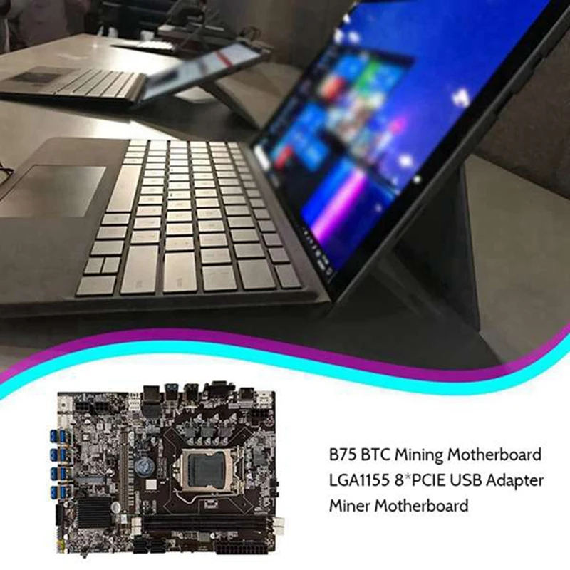 Материнская плата для майнинга B75 ETH + ЦП кабель переключателя 2x4G DDR3 1333 МГц ОЗУ