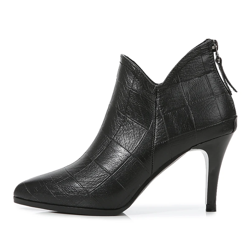 

Cowhide Fashion Career Women's Shoes Boots 2022 Chelsea Fine Heeled High Heels Soft Leather Pointed Toe Single Shoes