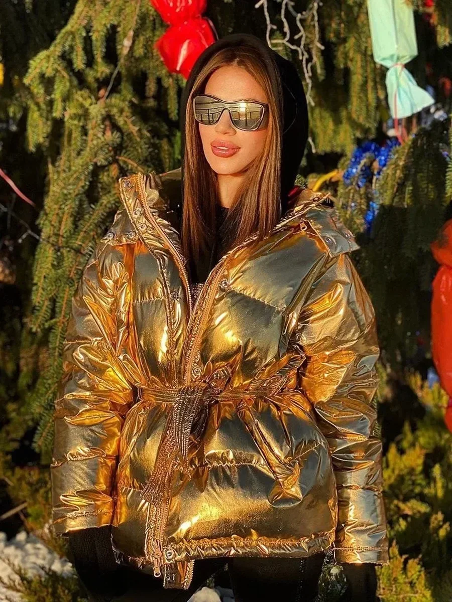 Wolfeel осень-зима утепленное глянцевое пальто женская мода спортивные пуховики