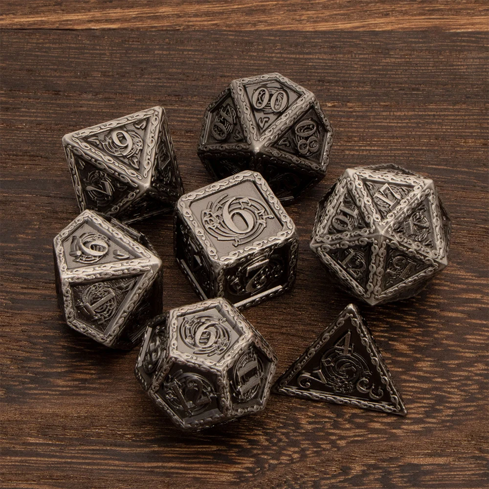 Металлическая фотокопия подземелья и дракона D &amp d + игральные кости Dnd D20 D12 D10 % D8 D6