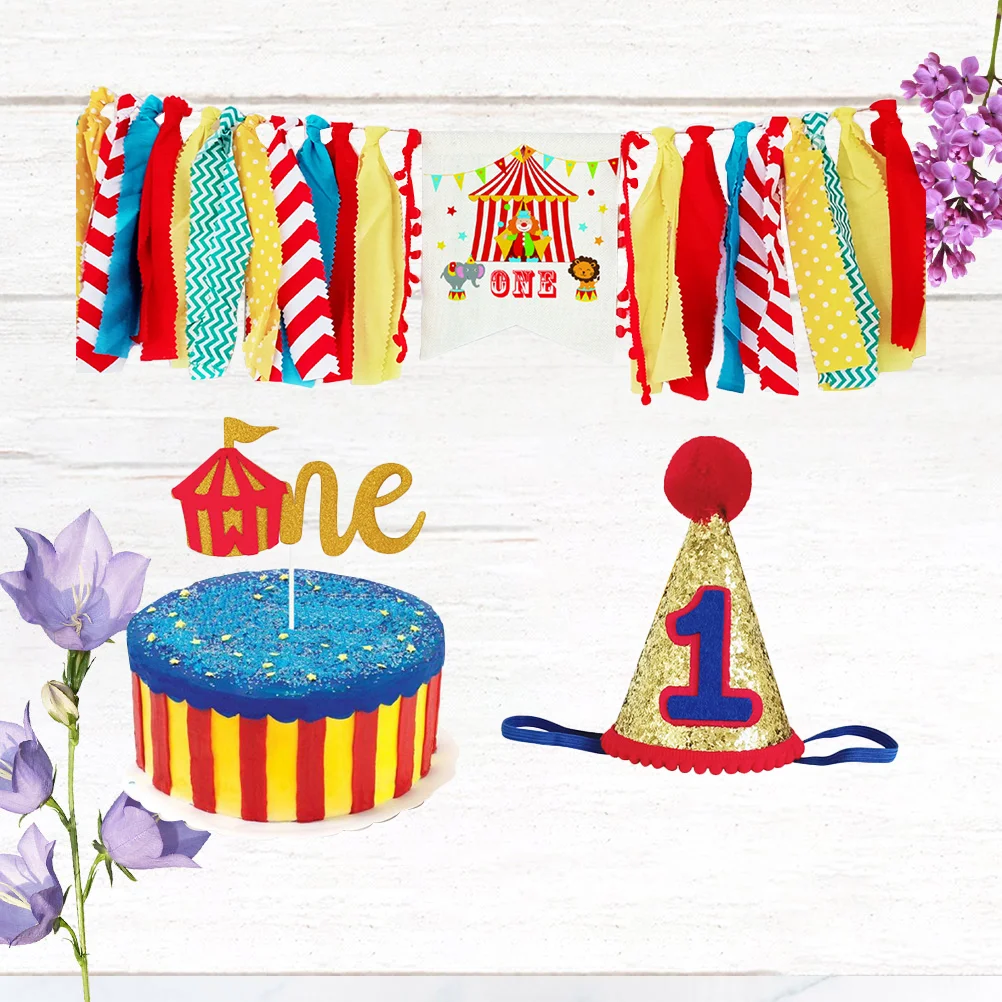 

Birthday Banner Baby First 1St Circus Party Garland Carnival High Chair Cake Highchair Shower Hat Topper Supplies Decorations