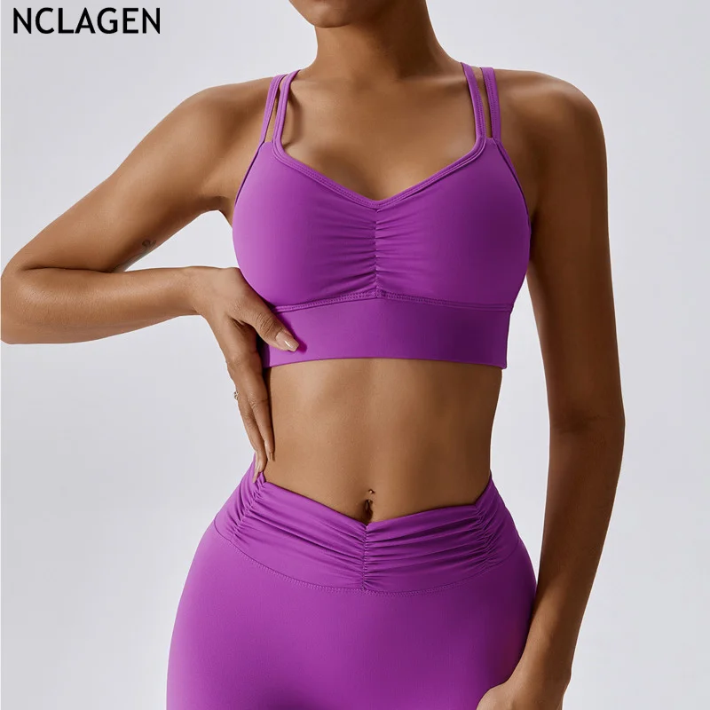 

NCLAGEN весенний спортивный комплект для женщин, тренажерный зал, повседневная одежда для бега, йоги, бюстгальтер, обтягивающий, тренажерный зал, быстросохнущий, фитнес, жилет пуш-ап, леггинсы, костюм