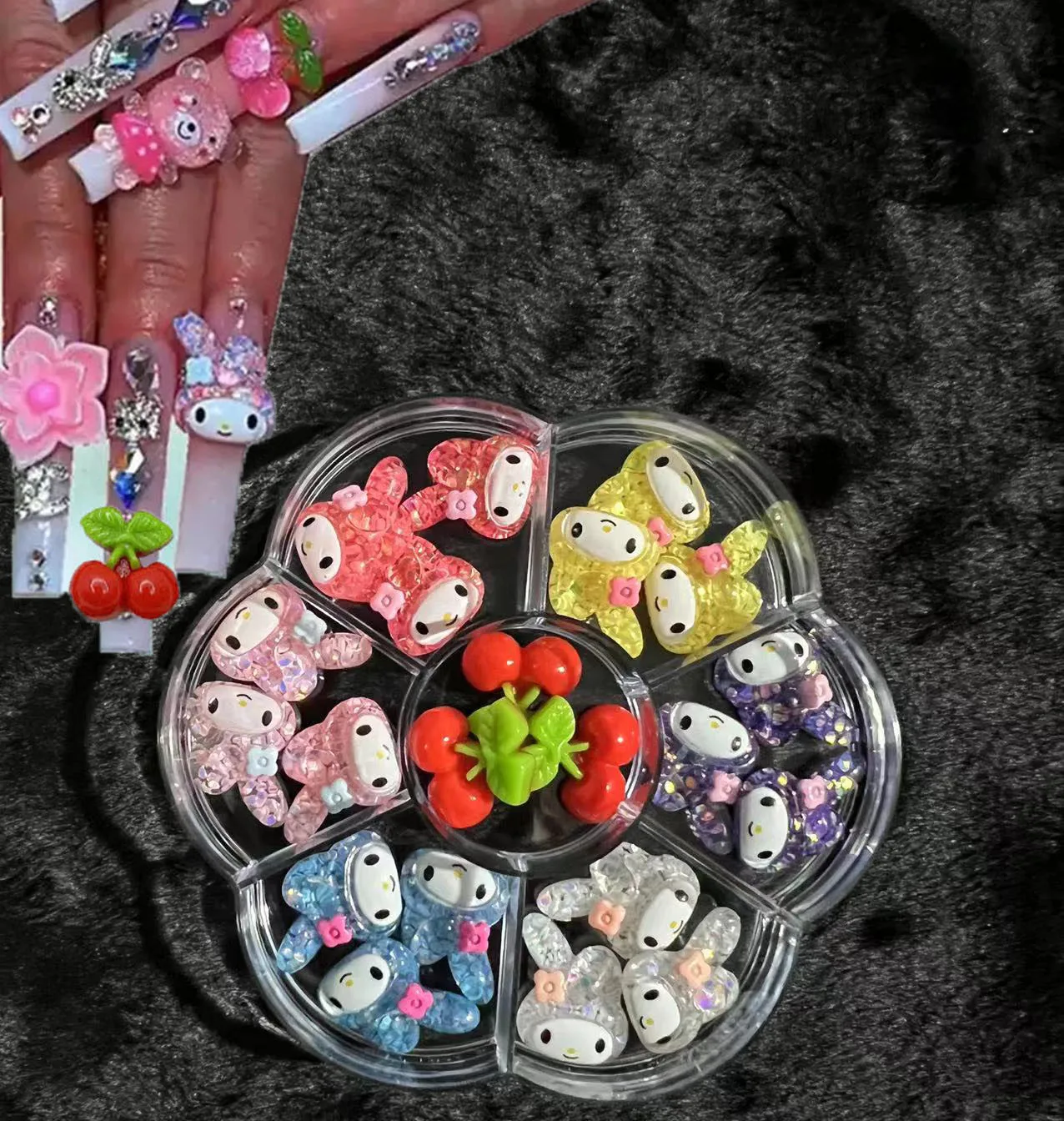12 Grids New Creative Hello Kitty Nail Set Art Mini Rhinestones