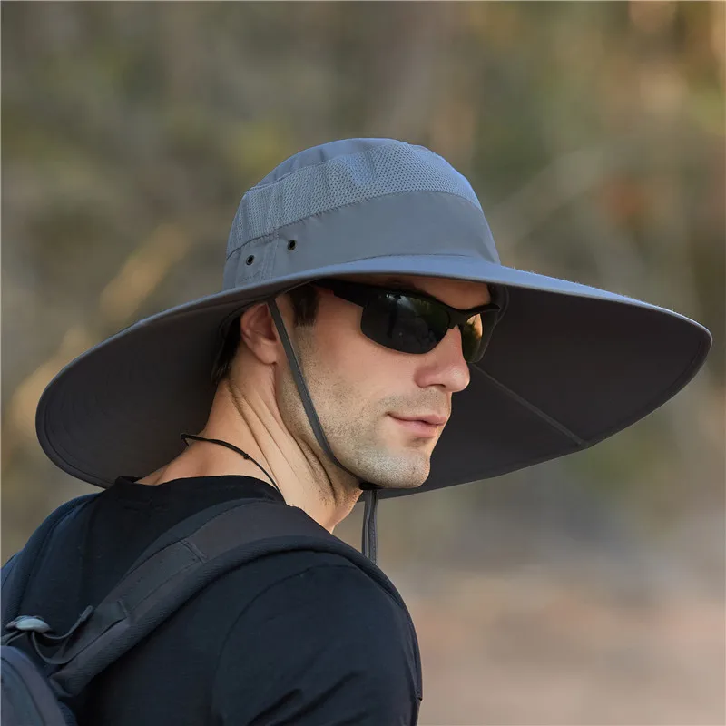 Мужская модель летняя уличная рыболовная шляпа водонепроницаемая с большими