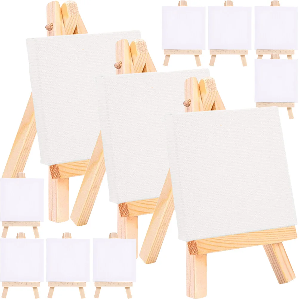 

18 Sets House Multi-function Mini Canvas Wood Decor Stretched Frames Small Tiny Painting Easel DIY Blank Boards Bracket
