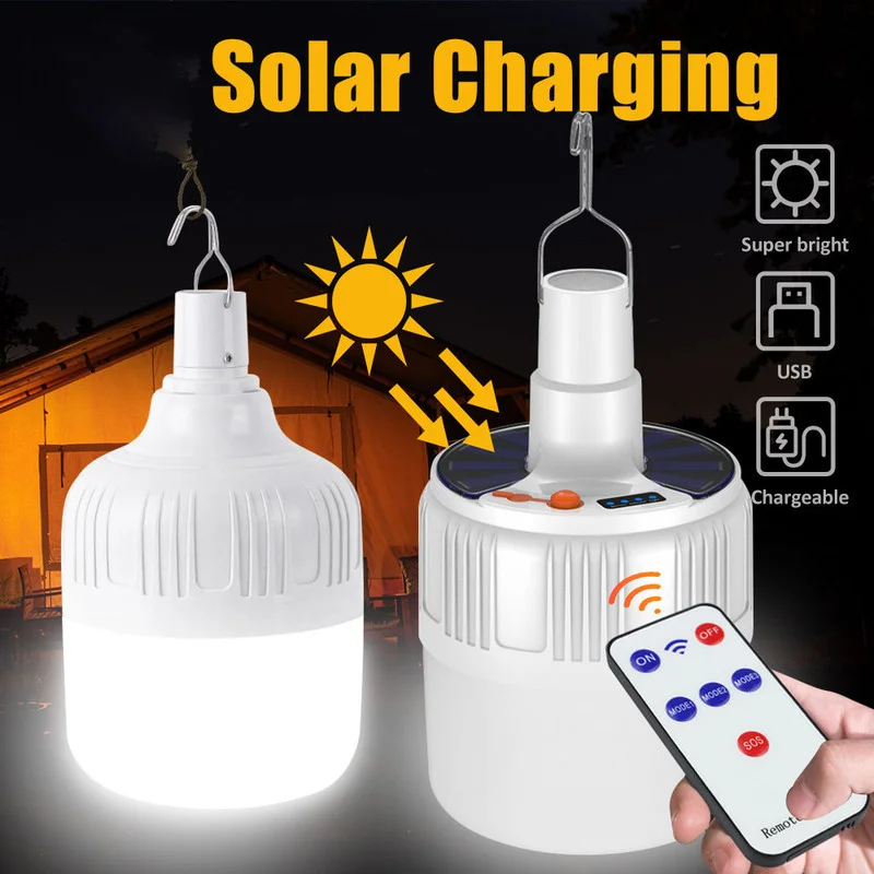 

LED Camping Light Solar Charge Lantern Rechargeable Energy-saving Bulb Night Market Light Outdoor Power Outage Emergency Lamp