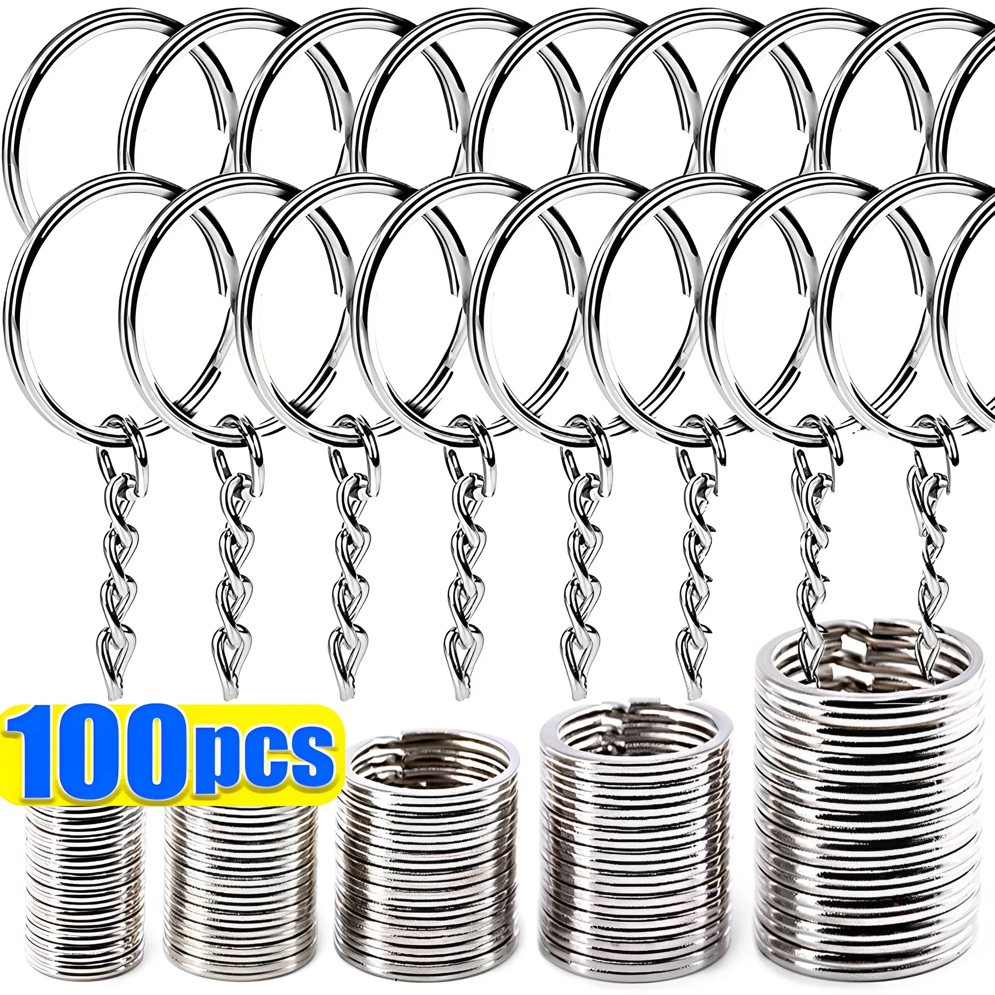 

Silver Plated Metal Blank Keyring Keychain Split Keyfob Key Holder Rings Women Men DIY Key Chain Key Ring Accessories