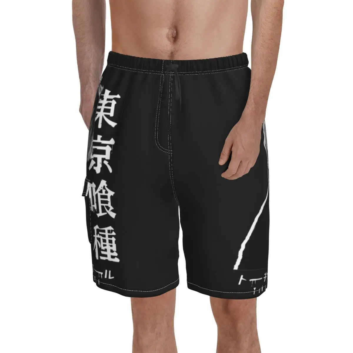 

Kaneki Ken Black Ver Board Shorts tokyo ghoul haise Men Cute Board Short Pants Hot Sale Customs Oversize Swim Trunks