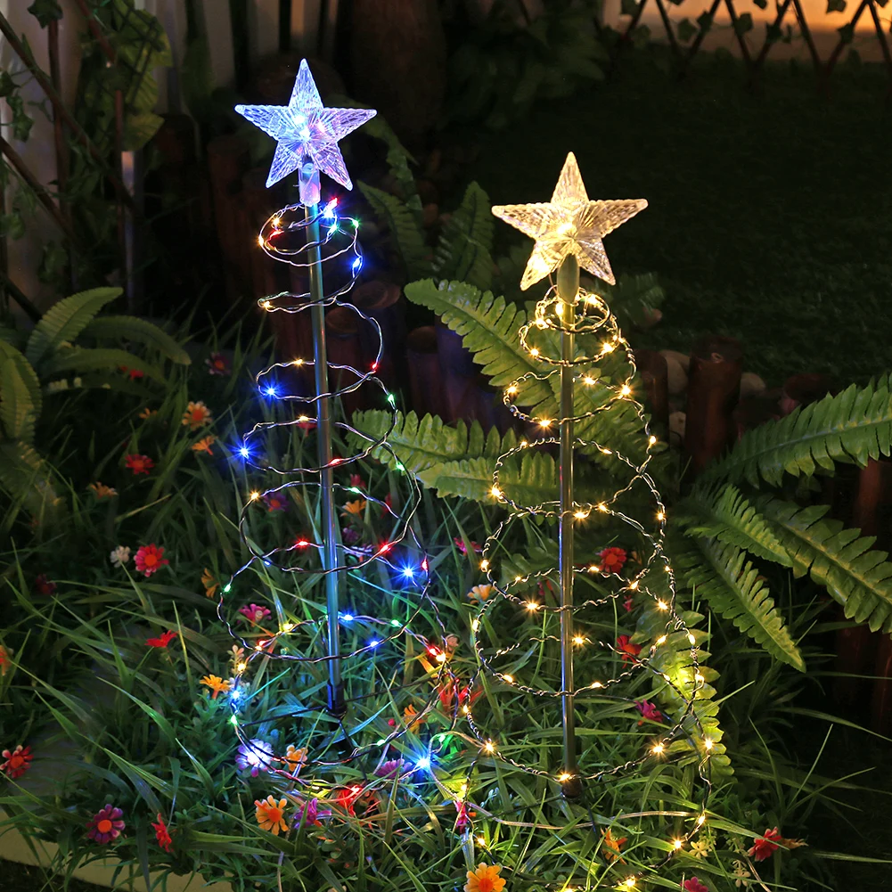 

Solar LED Christmas Tree Light Outdoor Garden Yard Lamp Spiral String Lamps Xmas Decoration Garden Lawn