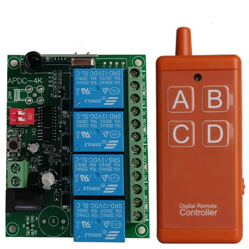 1000 м 433 МГц Универсальный DC 12 В 24 4CH RF беспроводной радиоприемник пульт