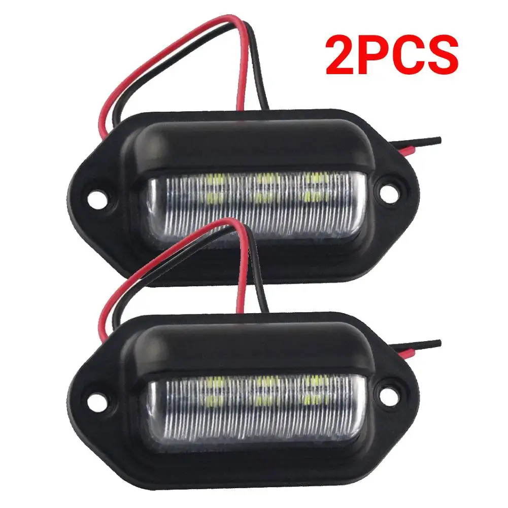 

2 шт. 6 светодиодов освещение номерного знака автомобиля для внедорожника, грузовика, прицепа, фургона, подножки, белые лампы, автомобильные товары, освещение номерного знака
