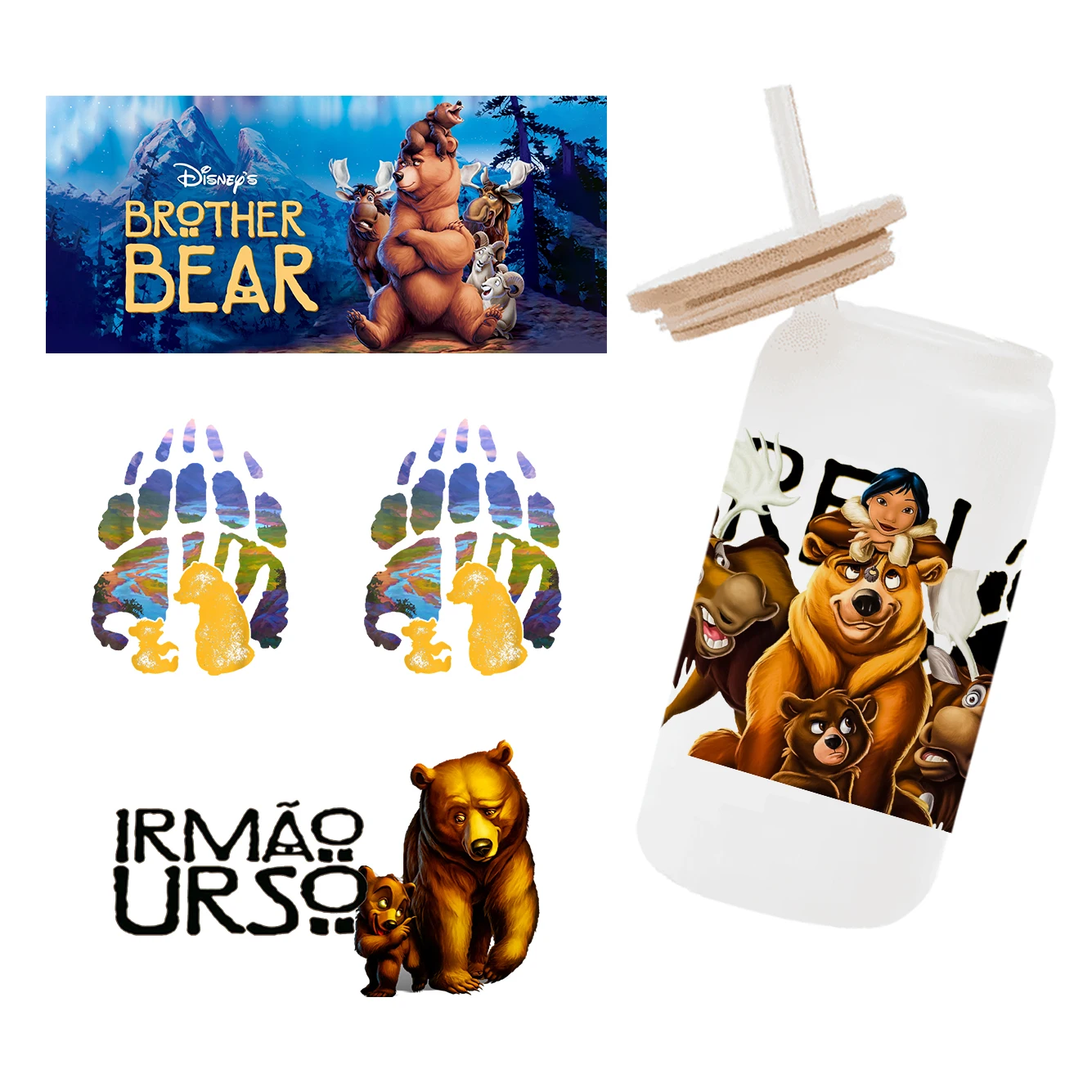Наклейка на чашку Brother Bear Disney водонепроницаемая стеклянная наклейка сделай сам