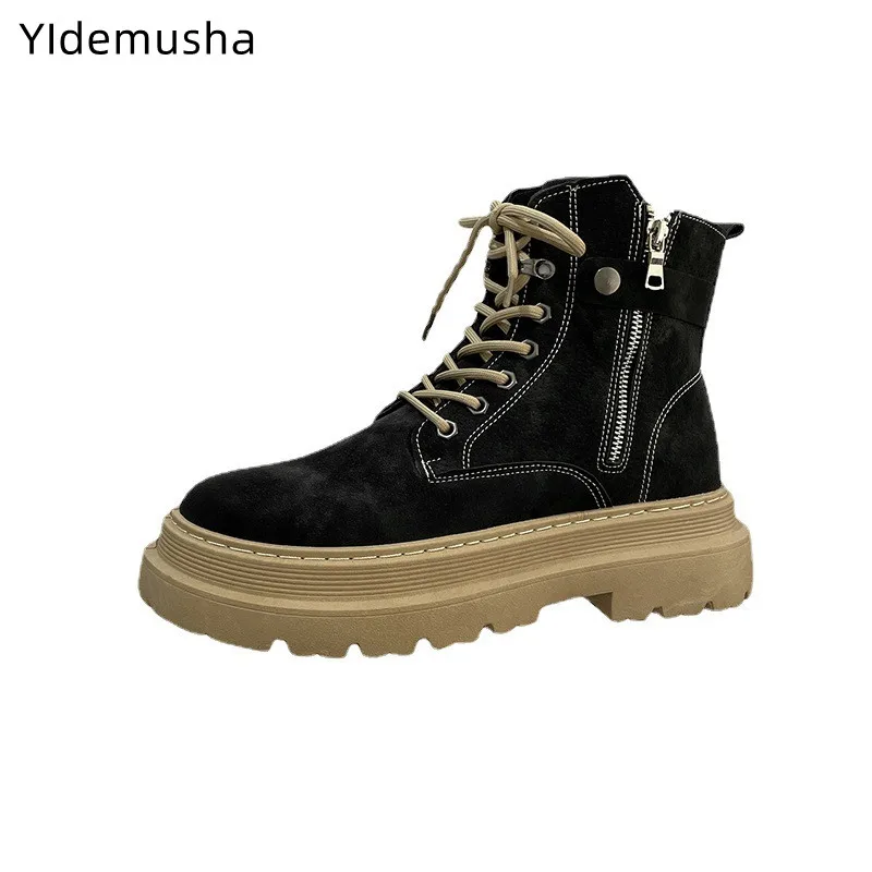 

Мужские мотоциклетные ботинки на молнии, коричневые водонепроницаемые ботинки в стиле милитари на резиновой подошве, повседневная обувь для улицы и работы, на зиму, 2019