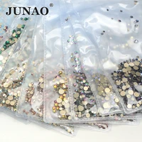 junao 1440pcs mix size crystal ab glass rhinestones flat back non hotfix strass round stone for nail clothes decoration
