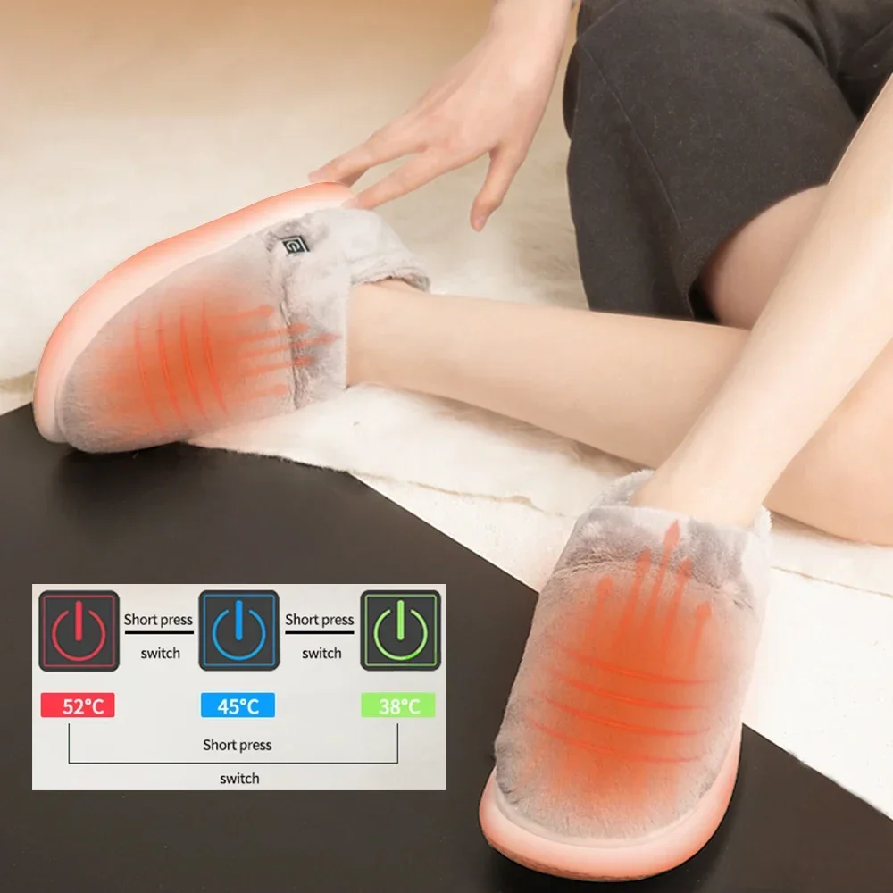 

Heated Slippers Foot Warmer for Men & Women Electric Heating Slippers with 2 Pcs Battery 3 Heating Levels
