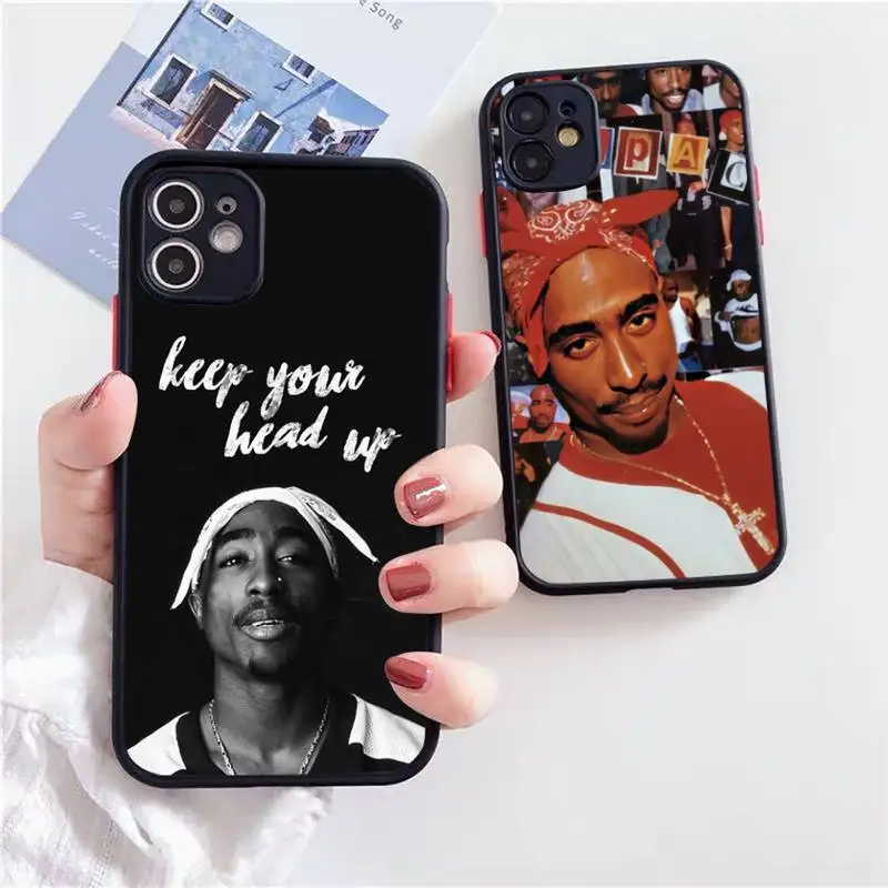 

Rapper 2pac Tupac Phone Case For iPhone 13 12 11 Mini Pro XR XS Max 7 8 Plus X Matte transparent Back Cover