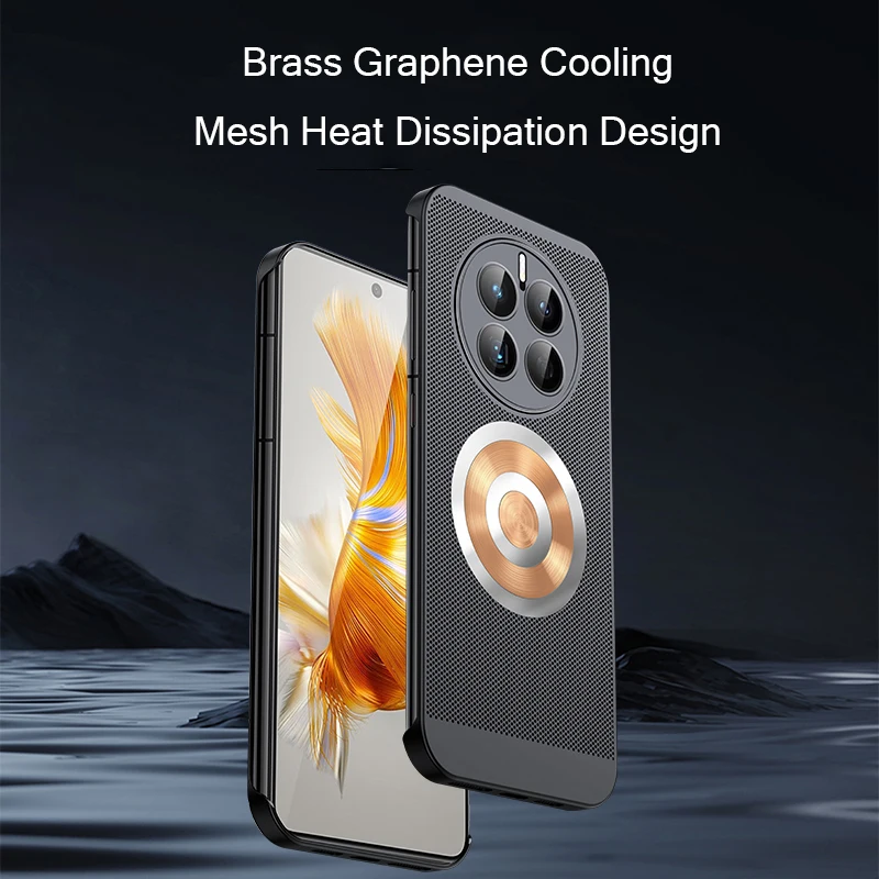 

Латунный Графеновый охлаждающий чехол для защиты от тепла для Huawei Mate 50 40 30 Pro, чехол с сеткой для телефона, защита объектива, ударопрочный чехол